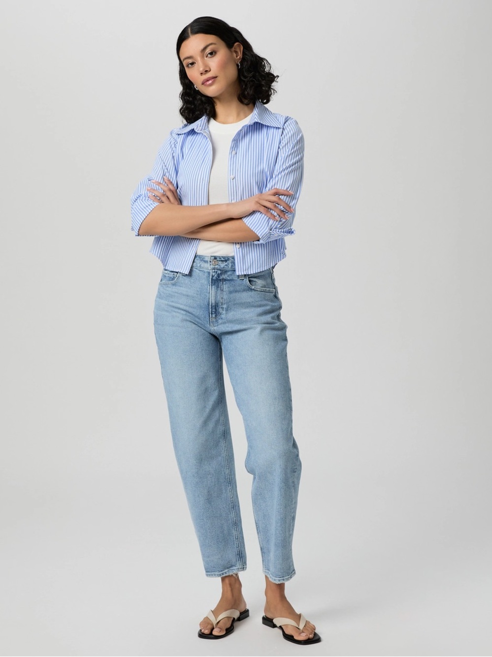 PAIGE Alexis High Rise Barrel Leg Jeans Verse Wash Raw Hem Size 33 Inseam 27